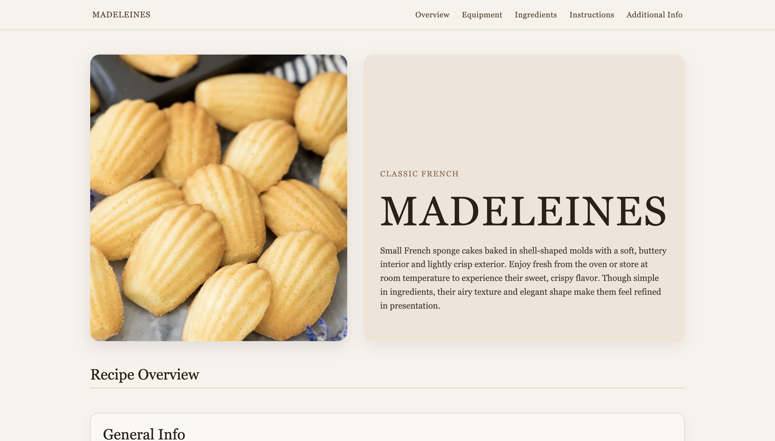 Recipe page